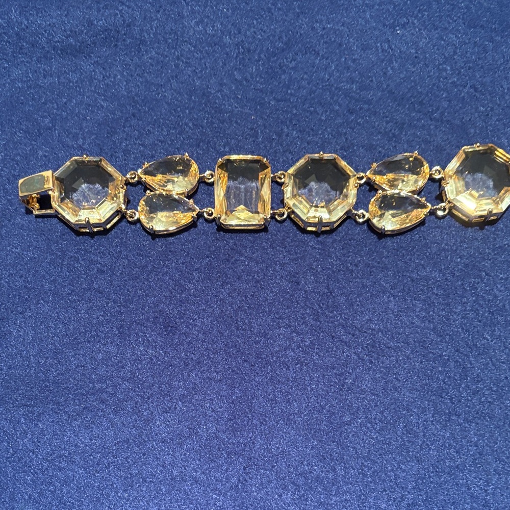 Kate Spade Gold-Tone Yellow Crystal Link Bracelet - Women's Jewelry